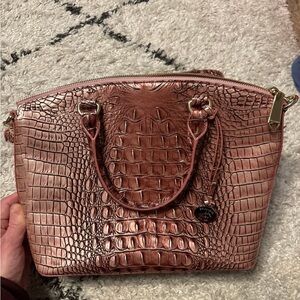 Brahmin Pink Crocodile Embossed Satchel
